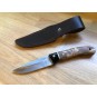 Whitby Knives 4.5" Stainless Steel Blade with Pakkawood and Burlwood Handle Sheath Knife with Brown Leather Sheath
